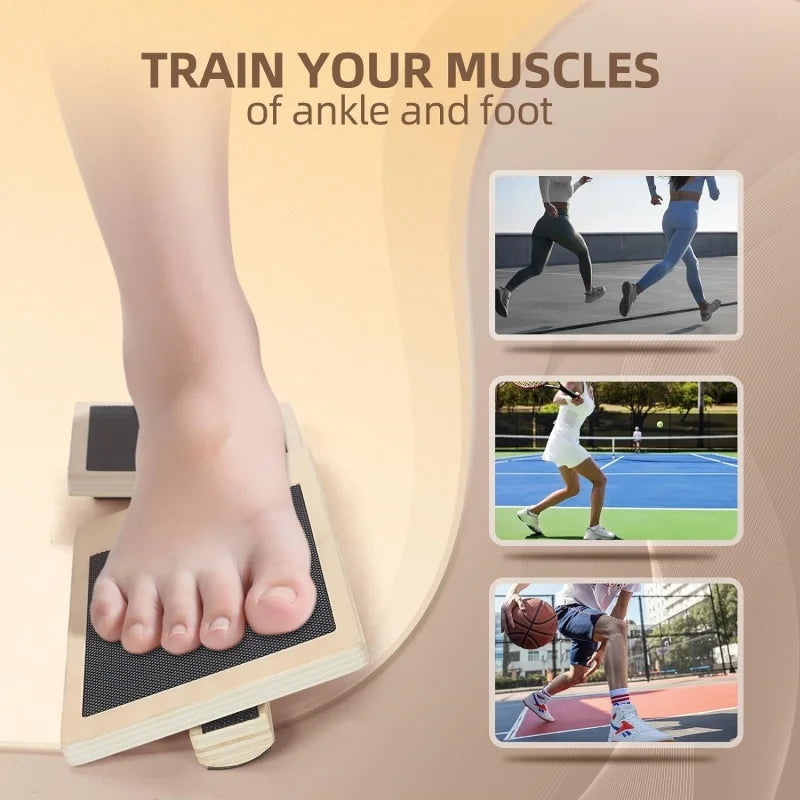 Single Foot Balance Board Ankle Strengthener Exerciser Sprained Non-Slip Wood Wobble Board Physical Therapy Posture Corrector