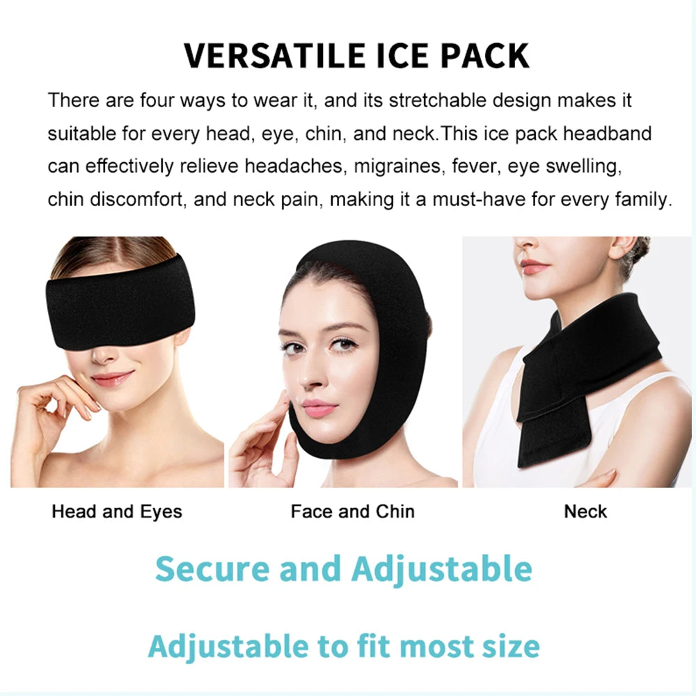 Reusable Hot Cold Therapy Wrap Wisdom Teeth Recovery Adjustable Ice Pack Face Wrap for Eyes Neck Chin TMJ Headaches Pain Relief