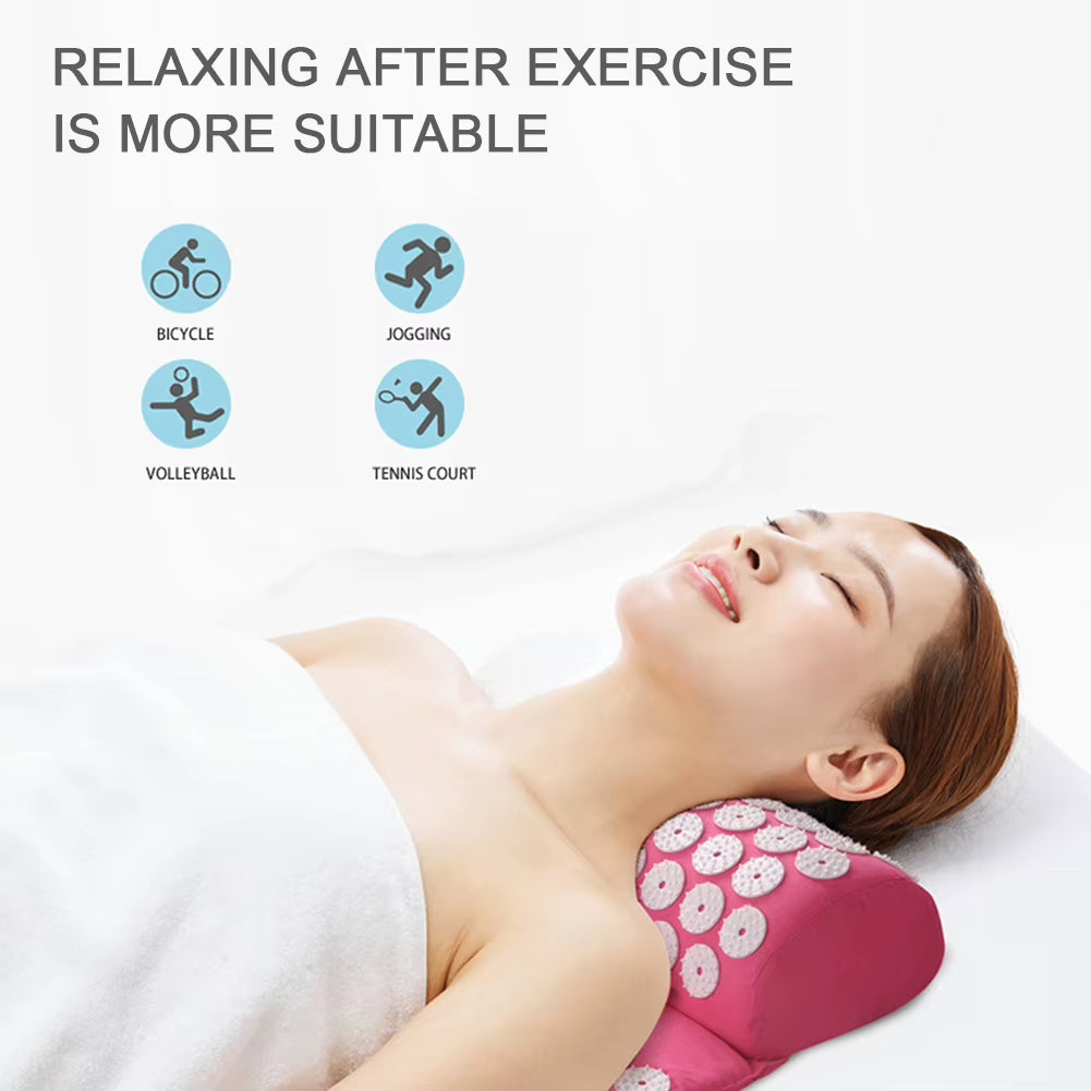 Acupressure Pillow with Storage Bag for Neck Back Foot Massage Pads Acupressure Mat Pillow Set Improves Bloods Circulation Mat