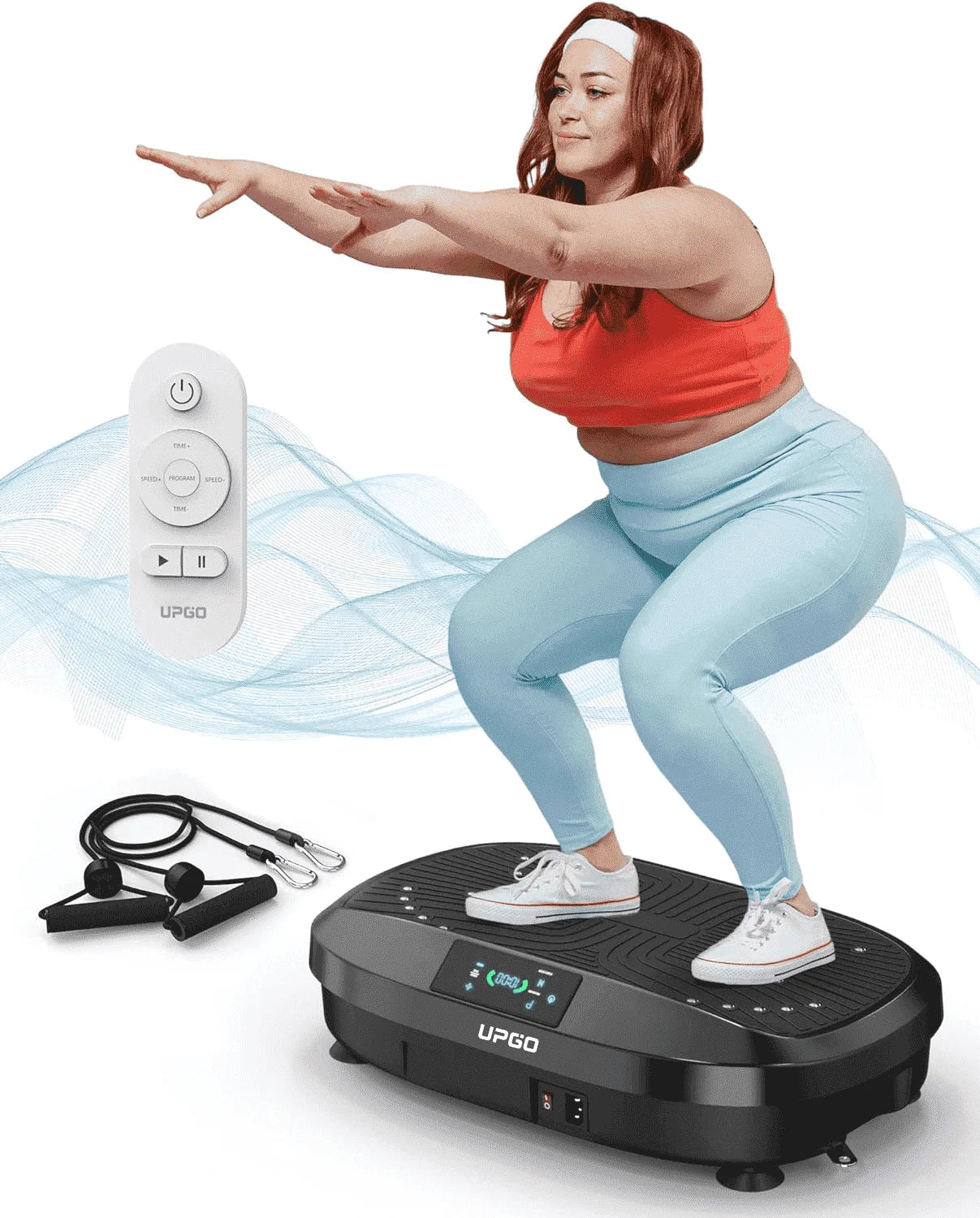 UPGO Vibration Plate Exercise Machine, Lymphatic Drainage Machine, Whole Body Workout Vibration Platform W/ 2 Resistance Bands