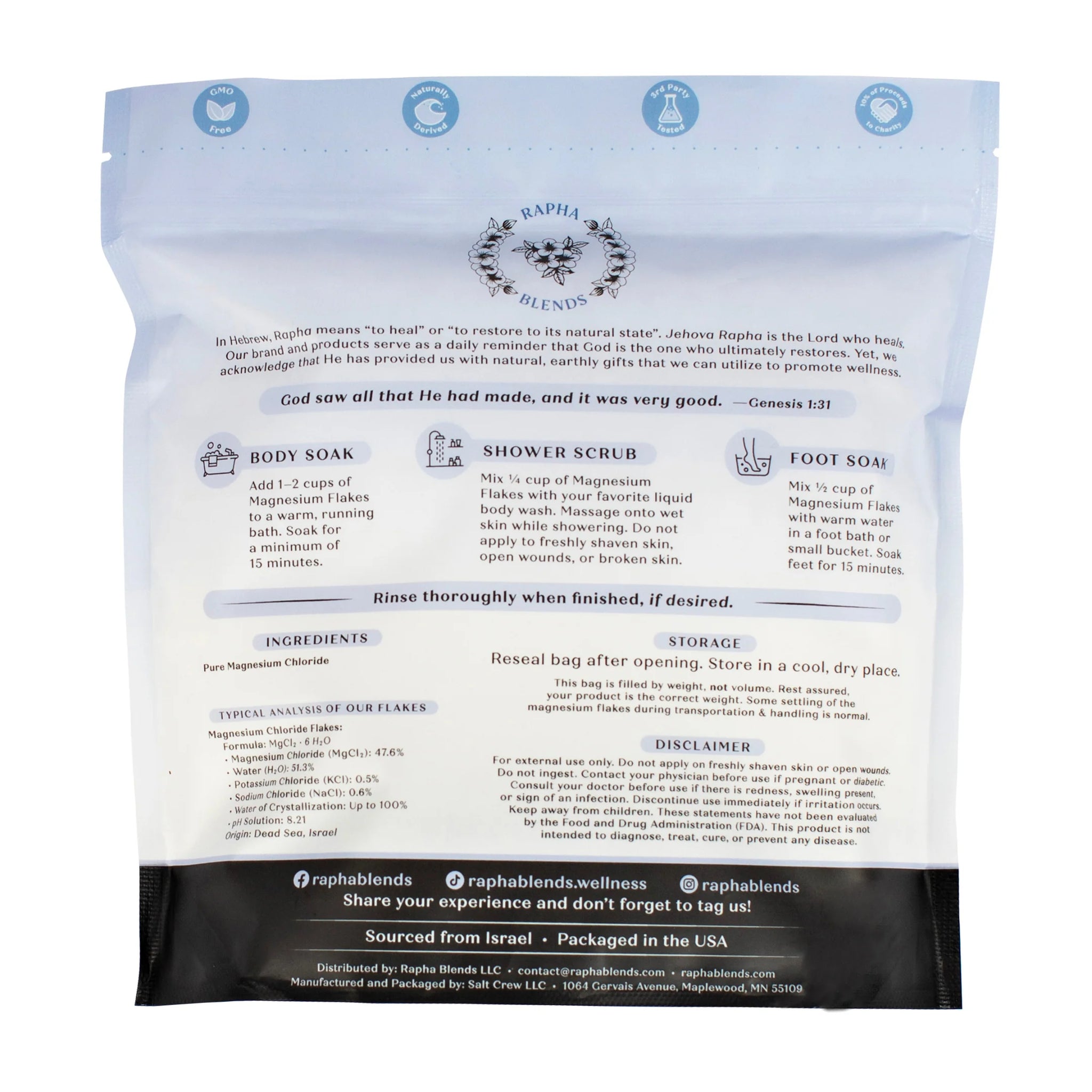 Pure Dead Sea Magnesium Chloride Flakes