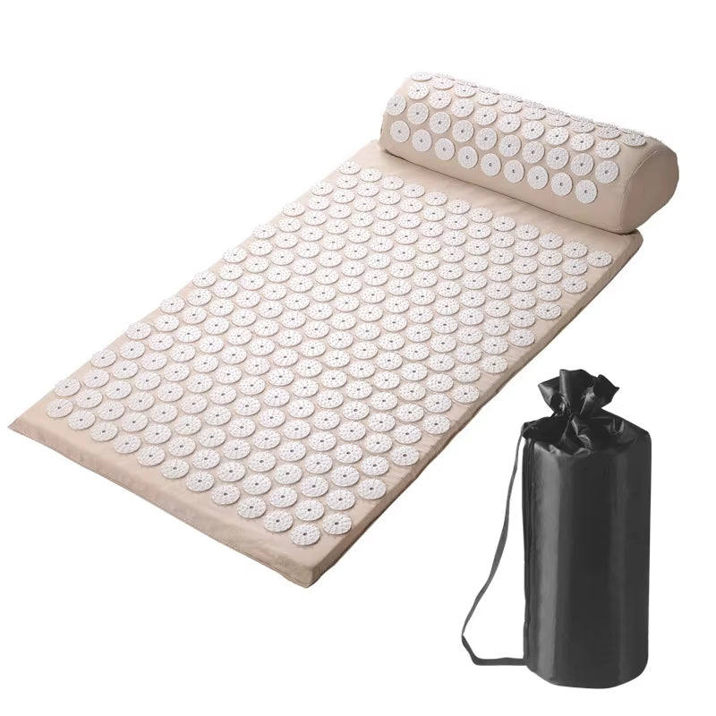 Acupressure Pillow with Storage Bag for Neck Back Foot Massage Pads Acupressure Mat Pillow Set Improves Bloods Circulation Mat