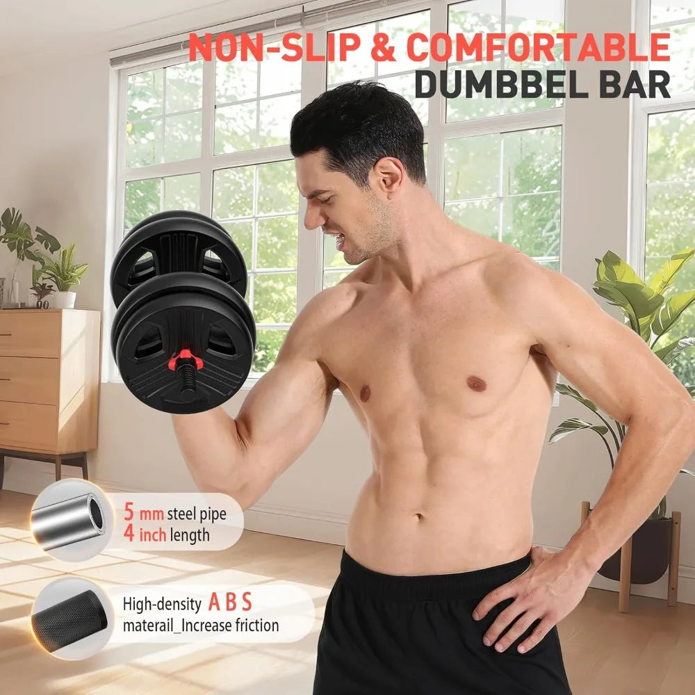 Adjustable Dumbbells, 20/30/40/55/60/70/80/90Lbs Free Weight Set with Connector, 2 or 3 in 1 Dumbbells Used as Barbell