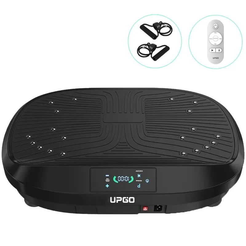 UPGO Vibration Plate Exercise Machine, Lymphatic Drainage Machine, Whole Body Workout Vibration Platform W/ 2 Resistance Bands