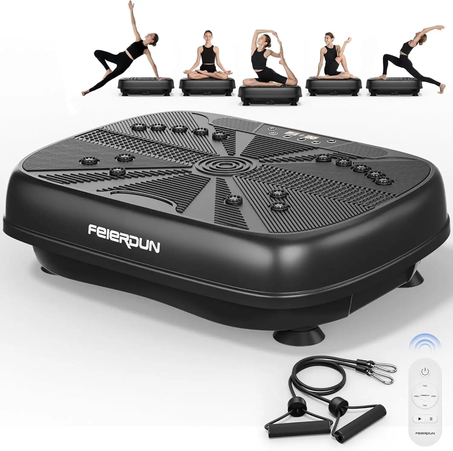 UPGO Vibration Plate Exercise Machine, Lymphatic Drainage Machine, Whole Body Workout Vibration Platform W/ 2 Resistance Bands
