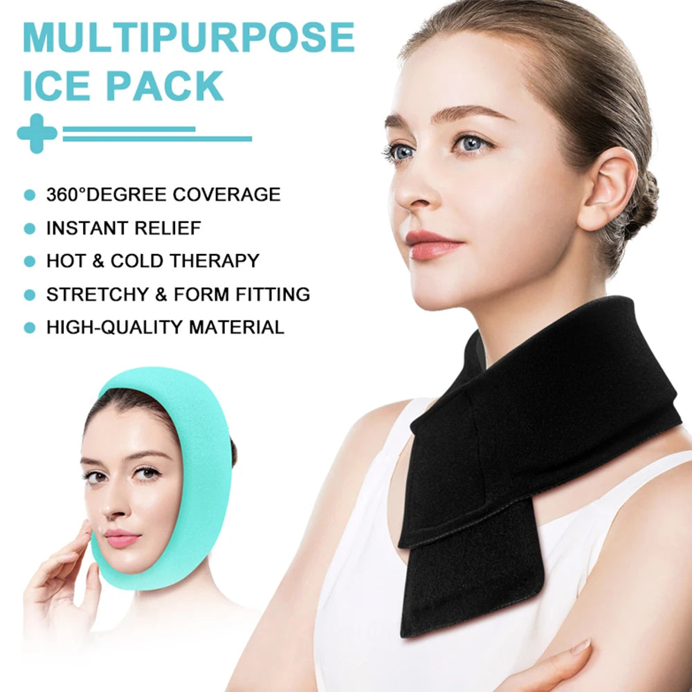 Reusable Hot Cold Therapy Wrap Wisdom Teeth Recovery Adjustable Ice Pack Face Wrap for Eyes Neck Chin TMJ Headaches Pain Relief
