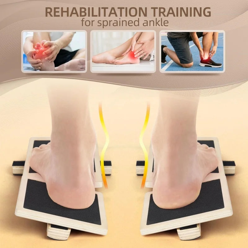 Single Foot Balance Board Ankle Strengthener Exerciser Sprained Non-Slip Wood Wobble Board Physical Therapy Posture Corrector