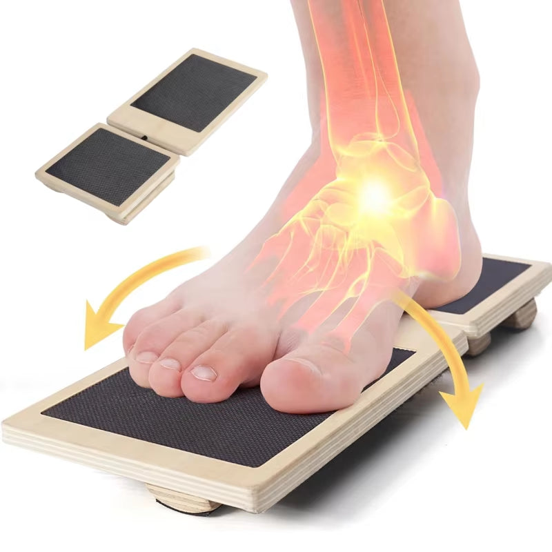 Single Foot Balance Board Ankle Strengthener Exerciser Sprained Non-Slip Wood Wobble Board Physical Therapy Posture Corrector