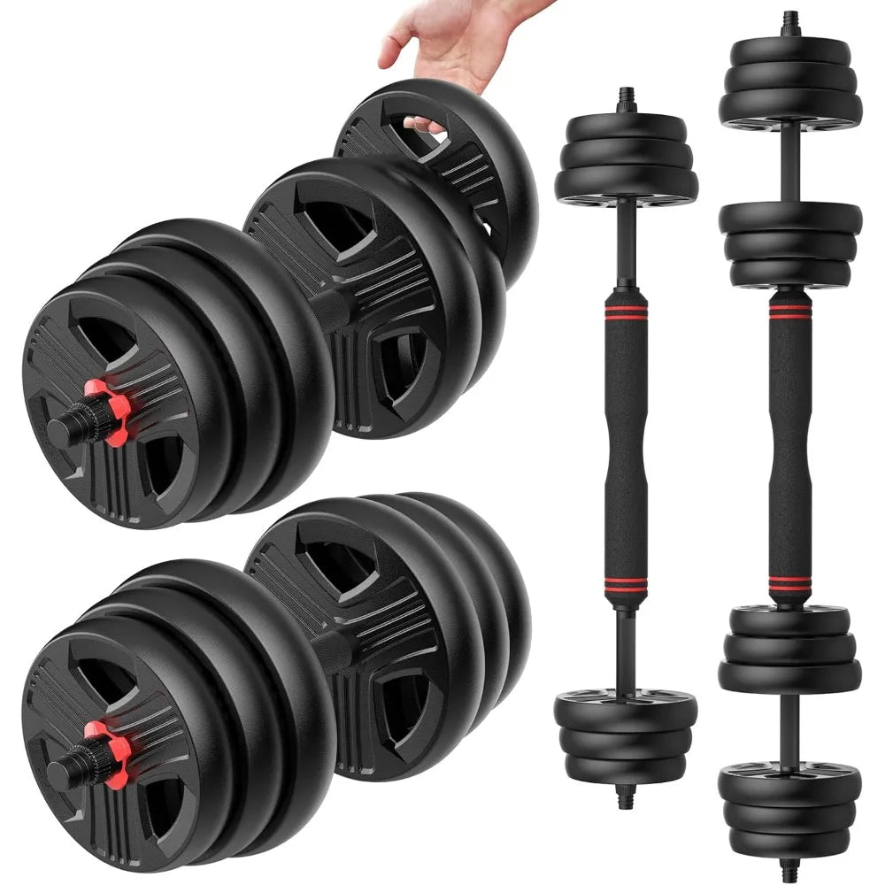 Adjustable Dumbbells, 20/30/40/55/60/70/80/90Lbs Free Weight Set with Connector, 2 or 3 in 1 Dumbbells Used as Barbell