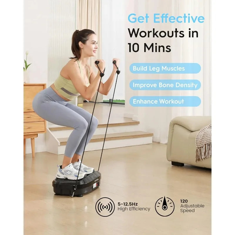 UPGO Vibration Plate Exercise Machine, Lymphatic Drainage Machine, Whole Body Workout Vibration Platform W/ 2 Resistance Bands