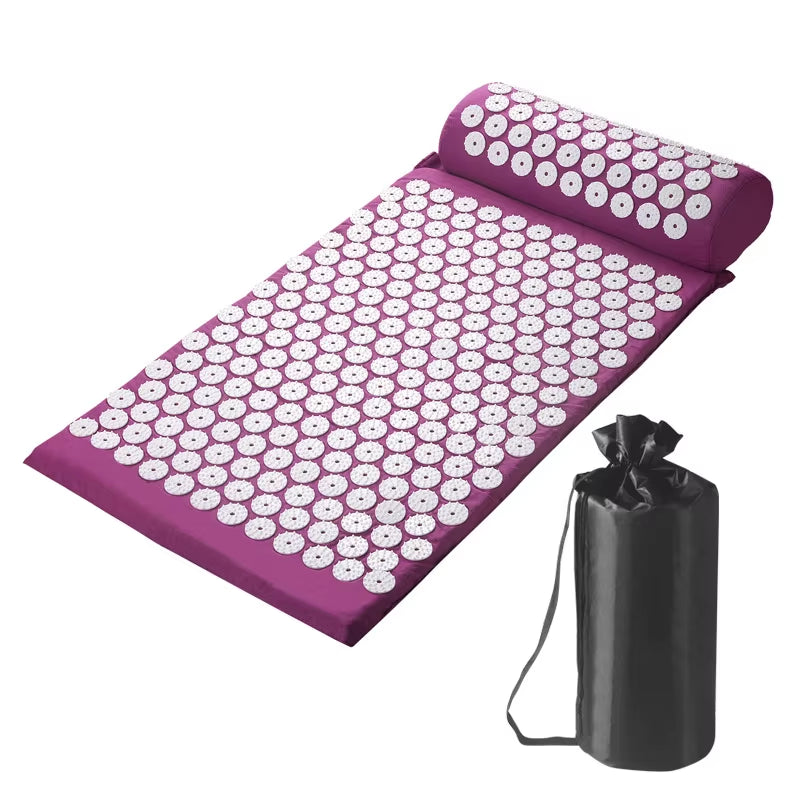 Acupressure Pillow with Storage Bag for Neck Back Foot Massage Pads Acupressure Mat Pillow Set Improves Bloods Circulation Mat