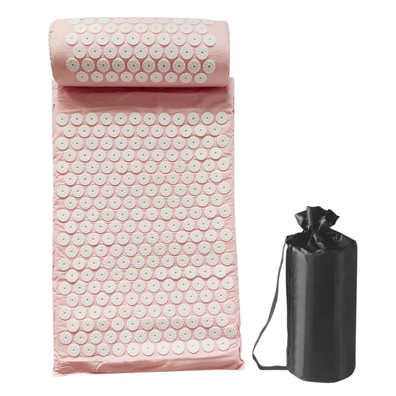 Acupressure Pillow with Storage Bag for Neck Back Foot Massage Pads Acupressure Mat Pillow Set Improves Bloods Circulation Mat