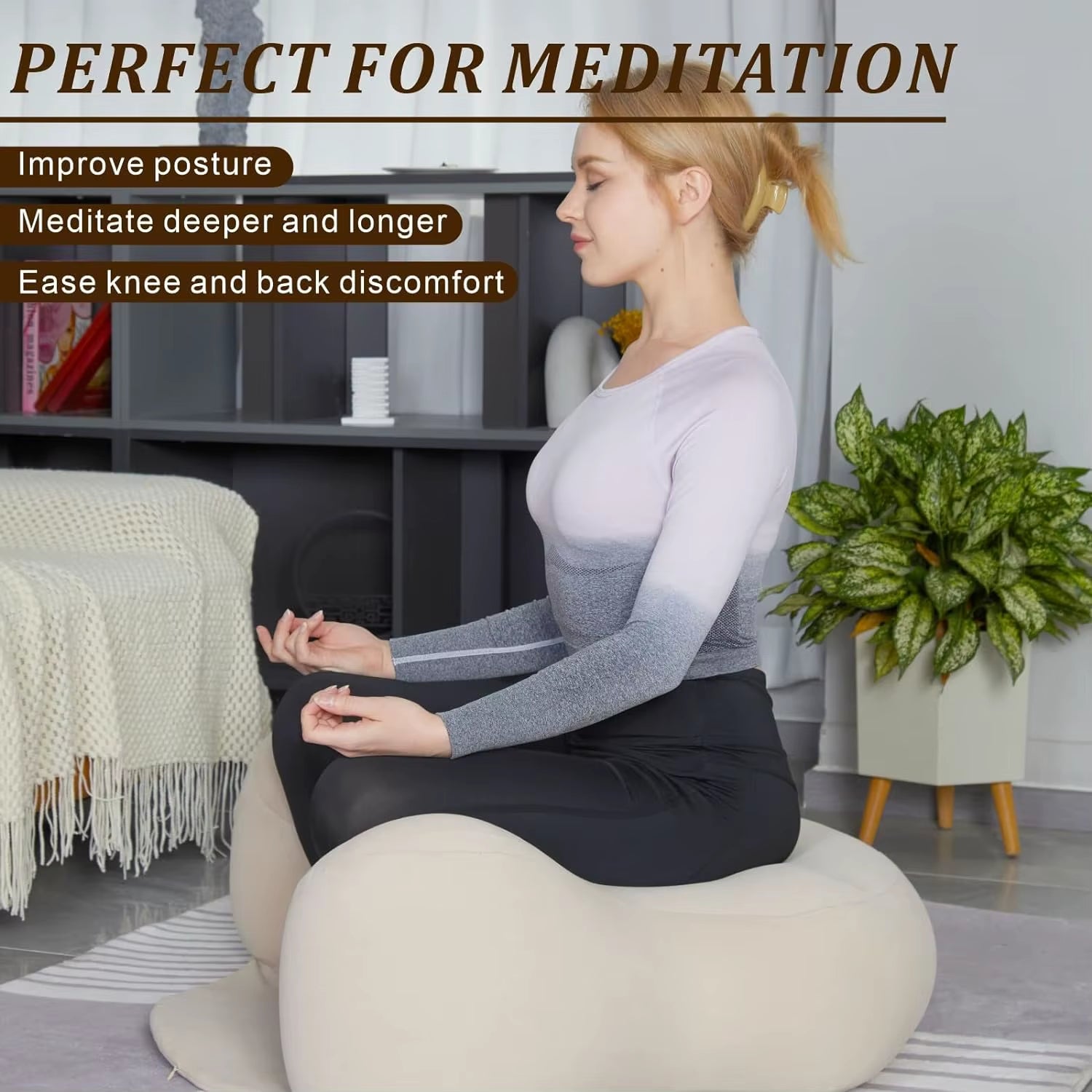 Inflatable Pillow Inflatable Air Cushion Large Meditation Cushion for Zafu Yoga Make Yoga Unchable Yog
