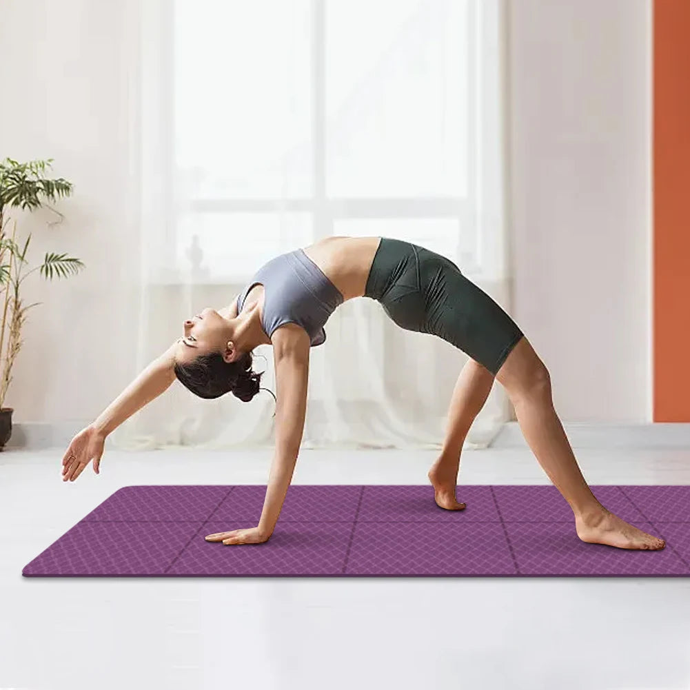 Foldable Yoga Mat Folding Fitness Exercise Mat Double Sided TPE Pilates Mat Non-Slip Multifunction for Women Men & Children
