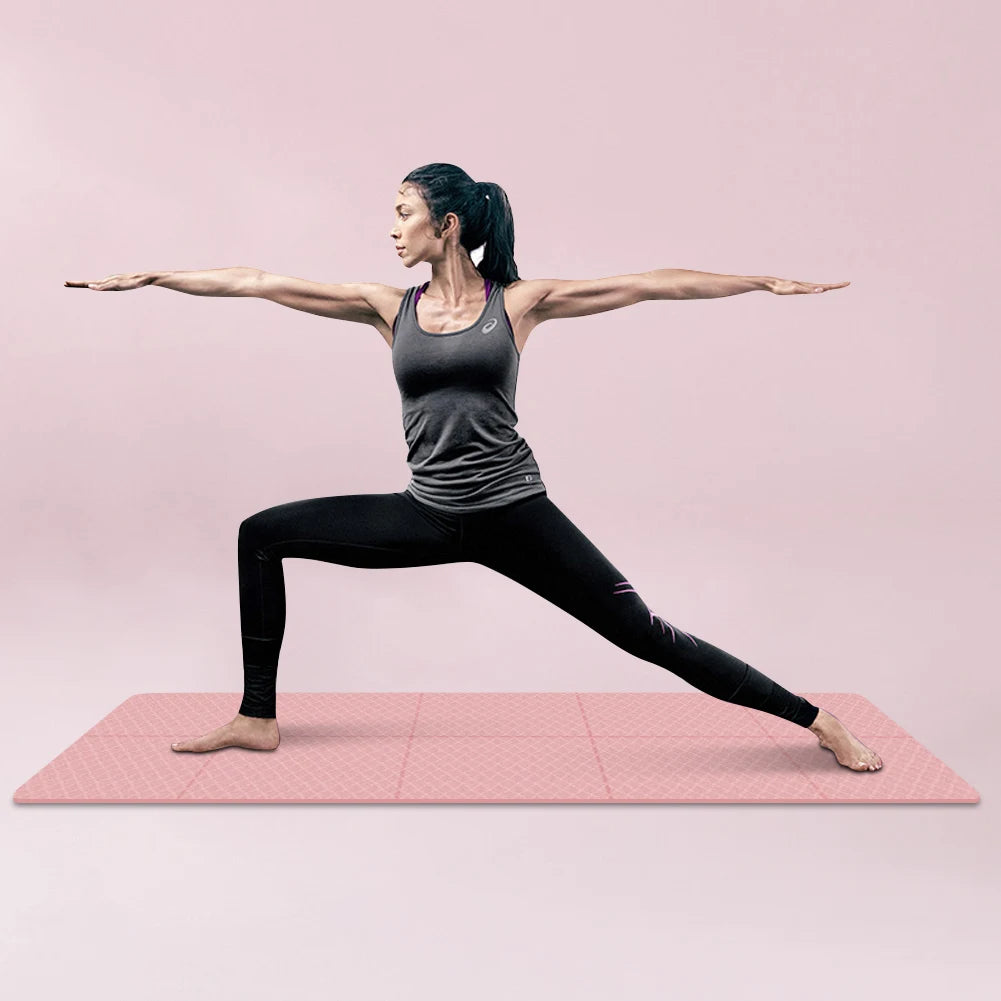 Foldable Yoga Mat Folding Fitness Exercise Mat Double Sided TPE Pilates Mat Non-Slip Multifunction for Women Men & Children